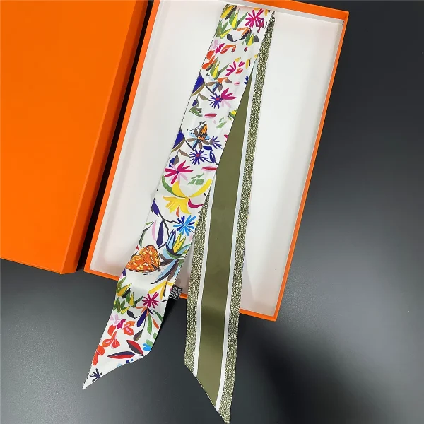 وشاح نسائي فاخر بنقشة زهرة البنفسج ،يمكن استخدامه مع الحقيبة، مصنوع من الحرير، يصلح كفولار أو ربطة شعر أو وشاح للرقبة أو عصابة رأس للسيدات.