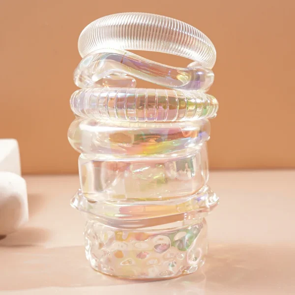 سوار نسائي هندسي شفاف من الراتنج الملون