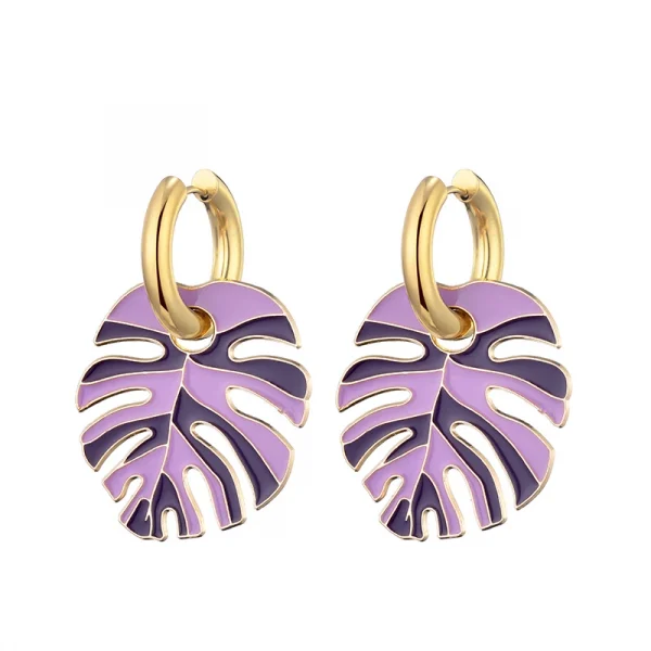 اقراط أنيقه على شكل ورقة ملونة