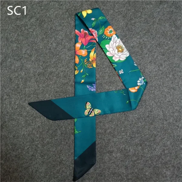 وشاح بطبعة فراشات وزهور من الحرير