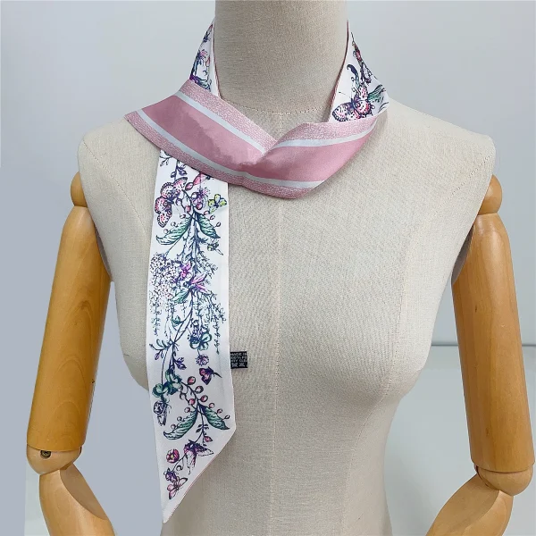 وشاح نسائي فاخر بنقشة زهرة البنفسج ،يمكن استخدامه مع الحقيبة، مصنوع من الحرير، يصلح كفولار أو ربطة شعر أو وشاح للرقبة أو عصابة رأس للسيدات.