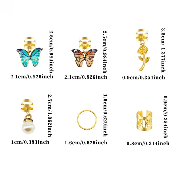 مجموعة 46 قطعة من مشابك الضفائر بتصميم فراشات وورود ولؤلؤ.