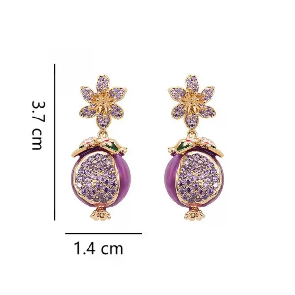 أقراط فاخرة مرصعة بالزركون على شكل رمان