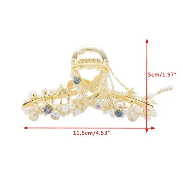 مشبك شعر من  *Haimeikang*  مزين بعرق اللؤلؤ و صدفة ونجم البحر