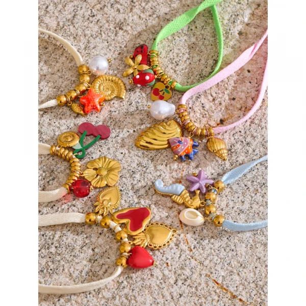 زوجان من أربطة الحذاء من يهبپ بطول 100 سم، بألوان الوردي والأخضر والبيج والأزرق، مصنوعة من ستانلس ستيل، مزينة بفواكه وصدف وحصان بحر، مناسبة للأحذية الكاجوال