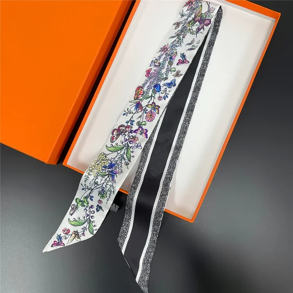 وشاح نسائي فاخر بنقشة زهرة البنفسج ،يمكن استخدامه مع الحقيبة، مصنوع من الحرير، يصلح كفولار أو ربطة شعر أو وشاح للرقبة أو عصابة رأس للسيدات.