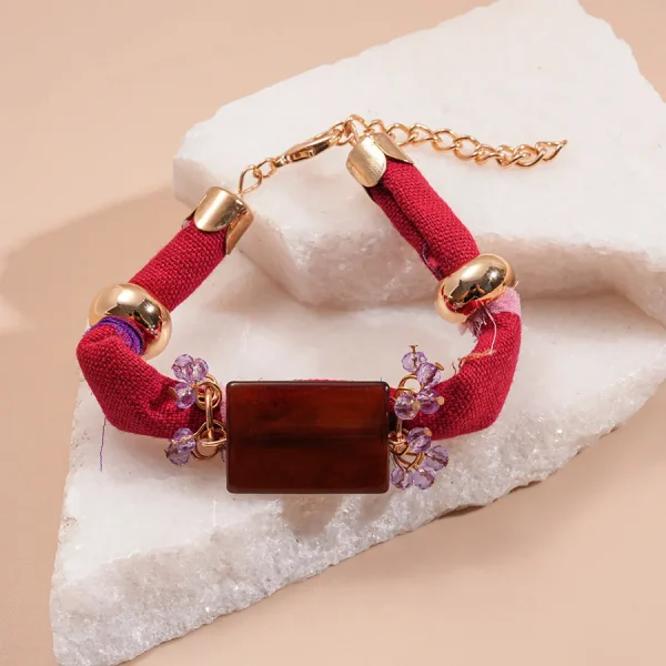 طقم سوارين من ZAA مزين بالخرز ومصنوع يدويًا من القماش، بأسلوب إثيني وبوهيمي قديم