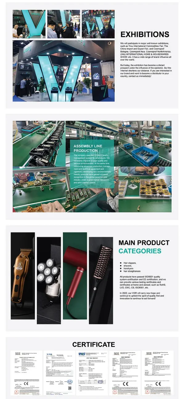 مجفف شعر VGR عملي وعالي القوة مناسب للصالونات المنزلية والمحترفين