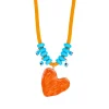 عقد عصري جديد من حبل القطن مع قلادة قلب من الفولاذ المقاوم للصدأ