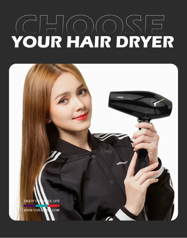 مجفف شعر VGR عملي وعالي القوة مناسب للصالونات المنزلية والمحترفين