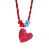 عقد عصري جديد من حبل القطن مع قلادة قلب من الفولاذ المقاوم للصدأ