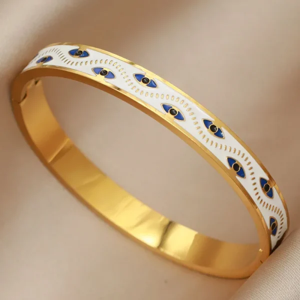 أساور نسائية بتصميم جديد مزينة بزهور بتأثير لوحات الزيت، مصنوعة من الفولاذ المقاوم للصدأ