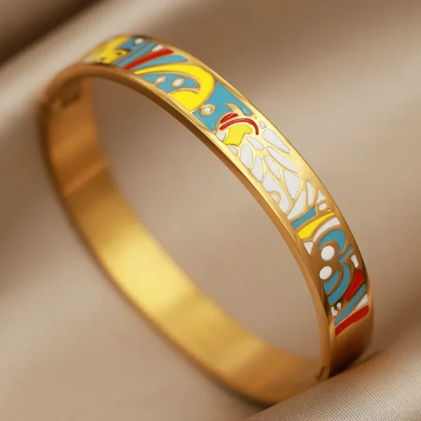 أساور نسائية بتصميم جديد مزينة بزهور بتأثير لوحات الزيت، مصنوعة من الفولاذ المقاوم للصدأ