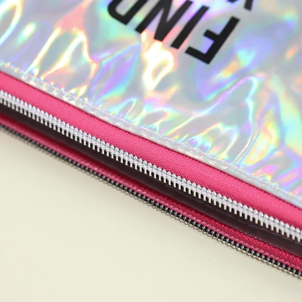 حقيبة مكياج لامعة بسعة كبيرة من خامة PU المقاومة للماء