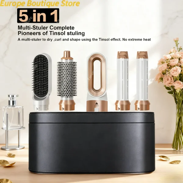 مجفف شعر احترافي 5 في 1 مع مشط هواء ساخن ومُجعِّد