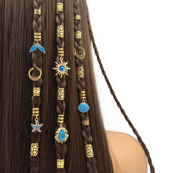 مجموعة 45 قطعة من حلقات الشعر باروكية اللؤلؤ والمحار