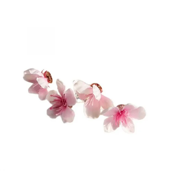 مشبك شعر زهرة الخوخ – دبوس شعر من زهرة حريرية وردية