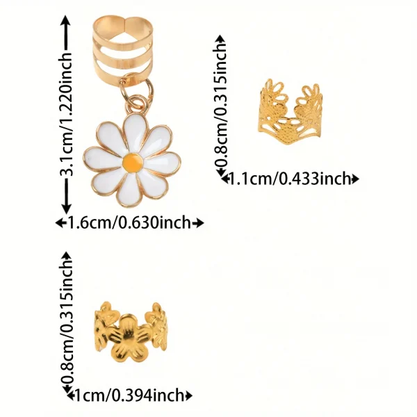 مجموعة 25 قطعة من مشابك الضفائر على شكل زهرة الأقحوان من سبيكة