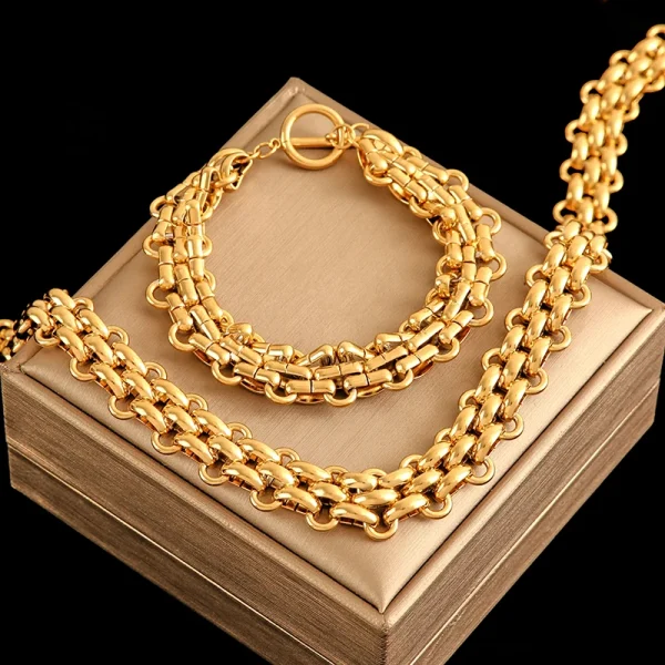 طقم عقد وسوار من EILIECK مصنوع من الفولاذ المقاوم للصدأ