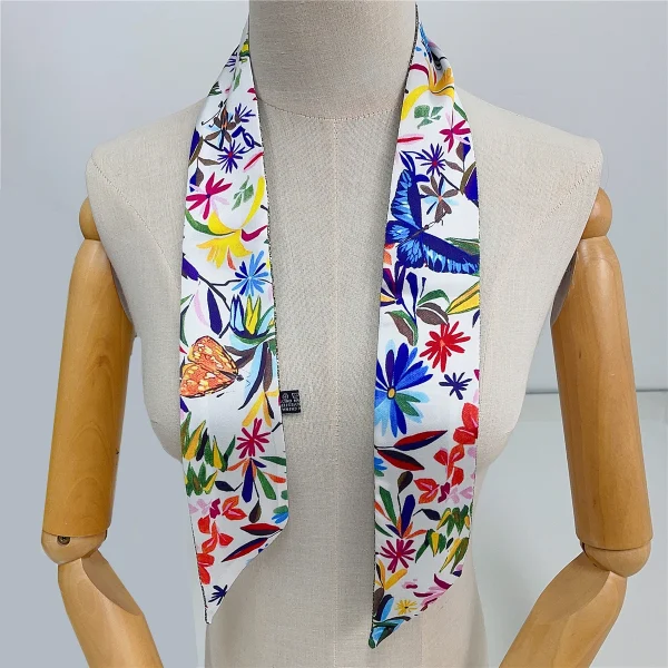 وشاح نسائي فاخر بنقشة زهرة البنفسج ،يمكن استخدامه مع الحقيبة، مصنوع من الحرير، يصلح كفولار أو ربطة شعر أو وشاح للرقبة أو عصابة رأس للسيدات.