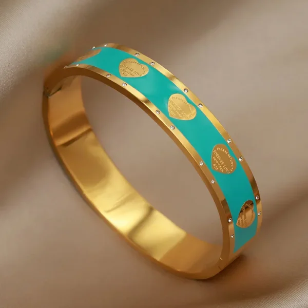 أساور نسائية بتصميم جديد مزينة بزهور بتأثير لوحات الزيت، مصنوعة من الفولاذ المقاوم للصدأ