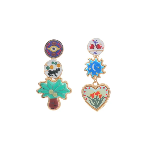 اقراط اوروبية مزينة بالنخل والزهر